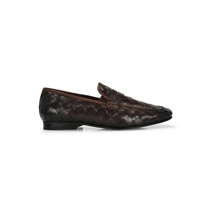 Valentino Genuine Leather Woven Slip-On Loafers for Men with Nulite Sole
