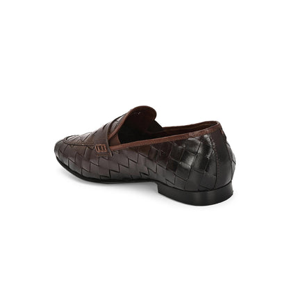 Valentino Genuine Leather Woven Slip-On Loafers for Men with Nulite Sole