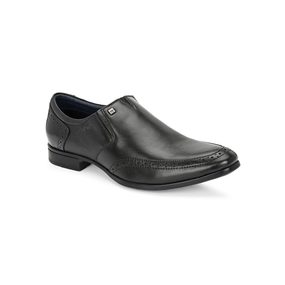 Valentino Men Premium Leather Black Slip-On Formal Loafer Shoes