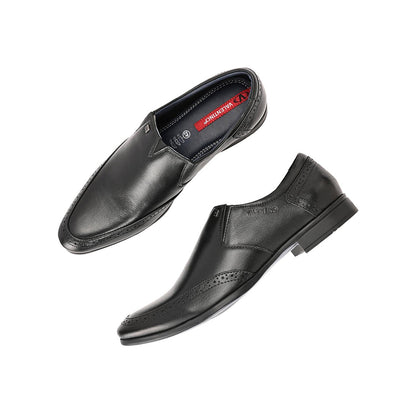 Valentino Men Premium Leather Black Slip-On Formal Loafer Shoes