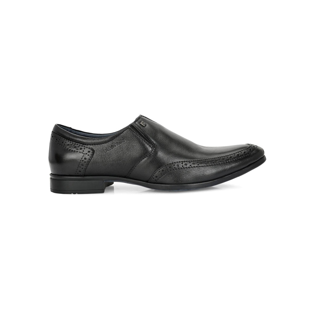 Valentino Men Premium Leather Black Slip-On Formal Loafer Shoes