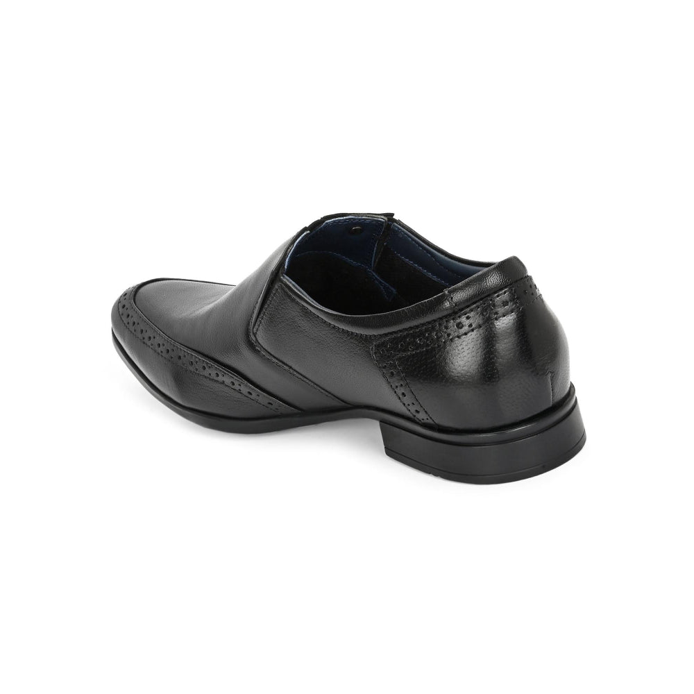Valentino Men Premium Leather Black Slip-On Formal Loafer Shoes