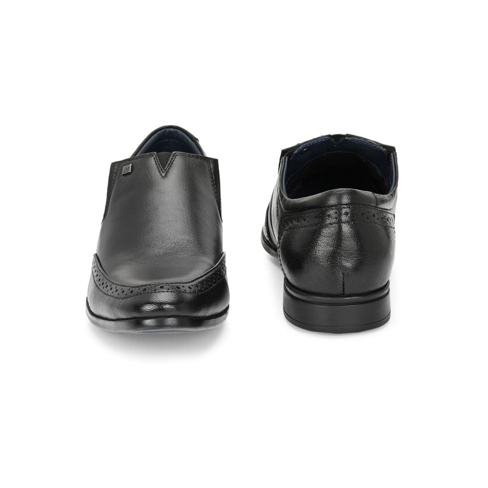 Valentino Men Premium Leather Black Slip-On Formal Loafer Shoes