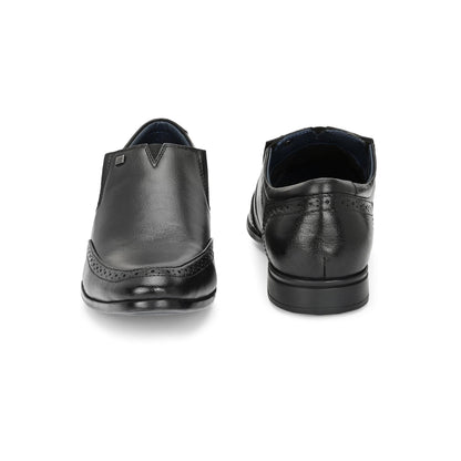 Valentino Men Premium Leather Black Slip-On Formal Loafer Shoes
