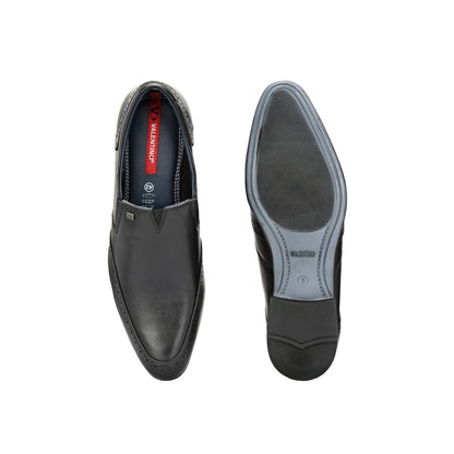 Valentino Men Premium Leather Black Slip-On Formal Loafer Shoes