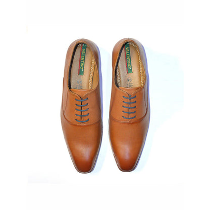 Valentino Men Premium Leather Cognac Lace-Up Formal Derby Shoes