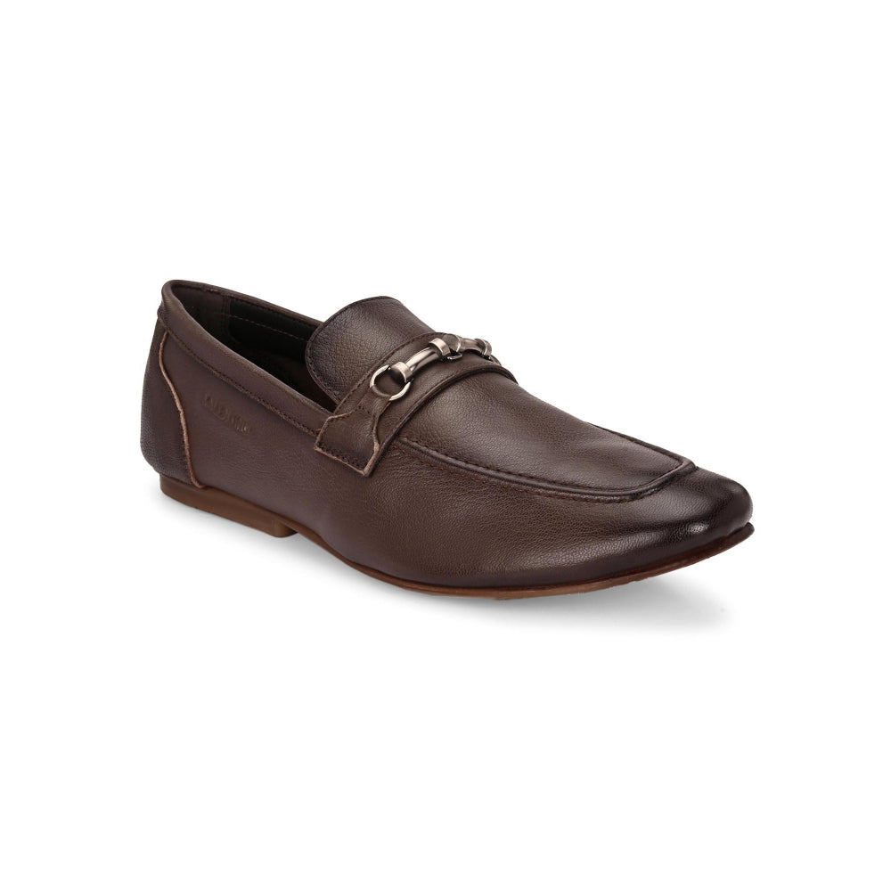 Valentino Men Premium Leather Brown Slip On Loafer Shoes