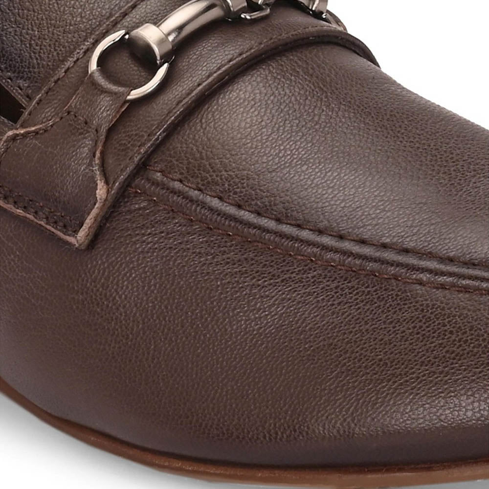 Valentino Men Premium Leather Brown Slip On Loafer Shoes