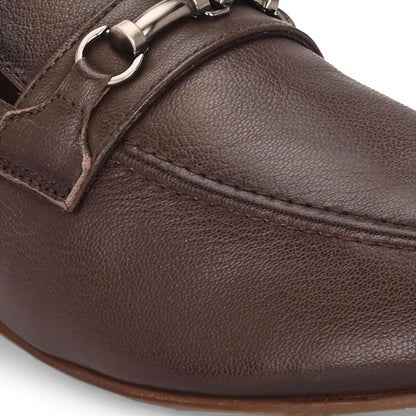 Valentino Men Premium Leather Brown Slip On Loafer Shoes