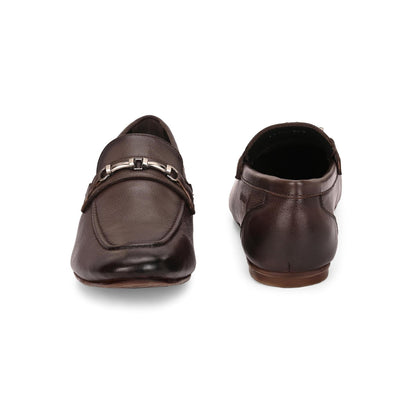Valentino Men Premium Leather Brown Slip On Loafer Shoes