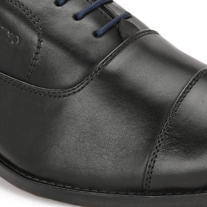Valentino Men Premium Leather Black Lace Up Formal Oxford Shoes