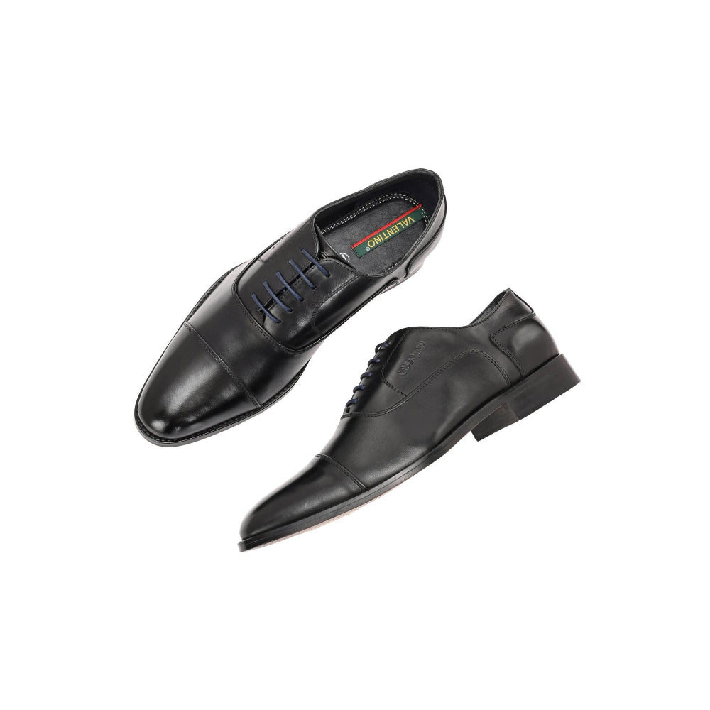 Valentino Men Premium Leather Black Lace Up Formal Oxford Shoes