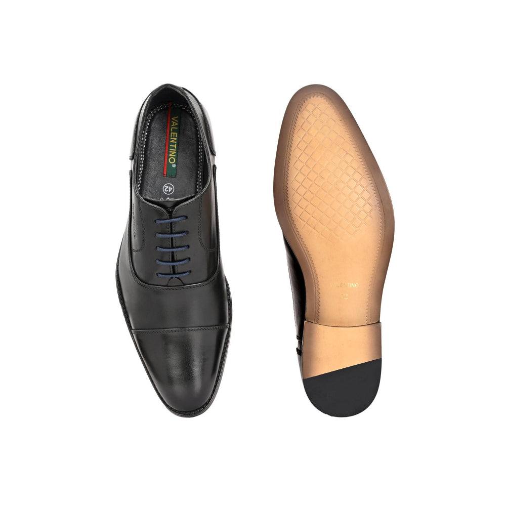 Valentino Men Premium Leather Black Lace Up Formal Oxford Shoes