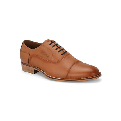 Valentino Men Premium Leather Cognac Lace-Up Formal Derby Shoes