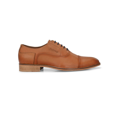 Valentino Men Premium Leather Cognac Lace-Up Formal Derby Shoes