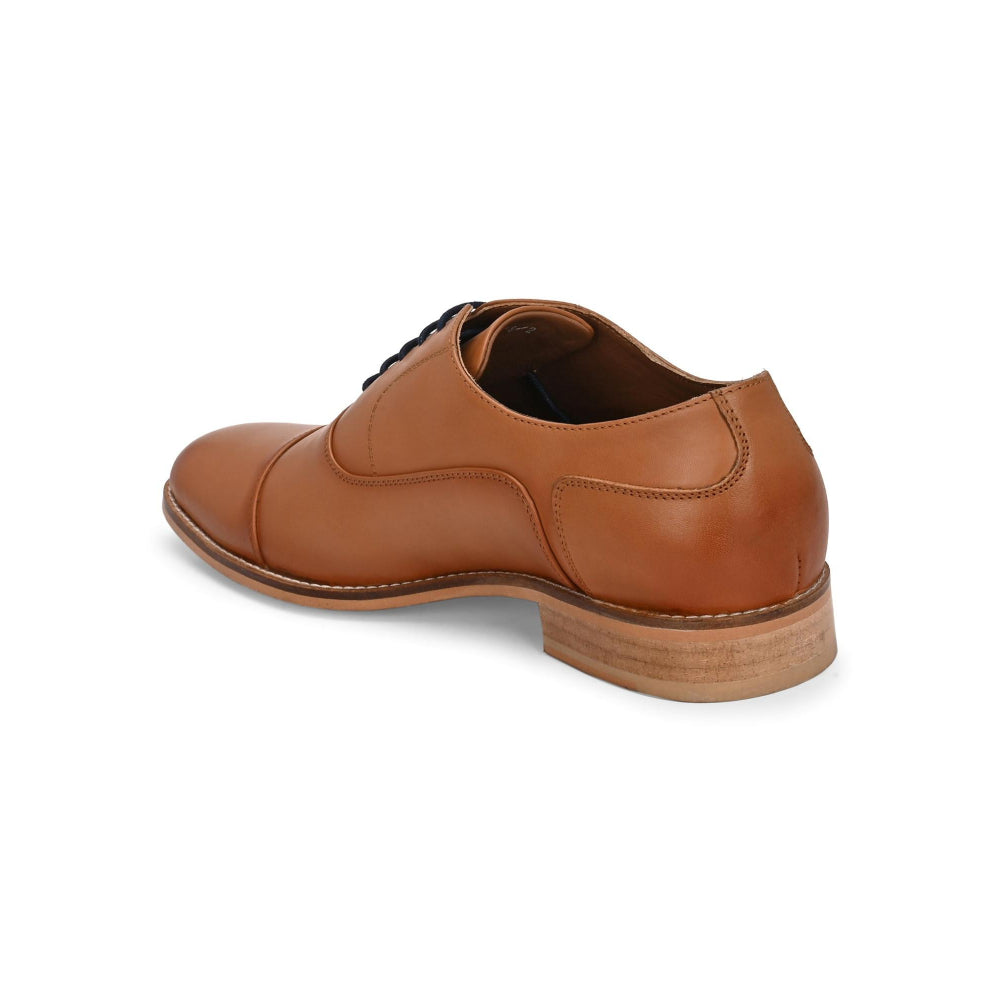Valentino Men Premium Leather Cognac Lace-Up Formal Derby Shoes