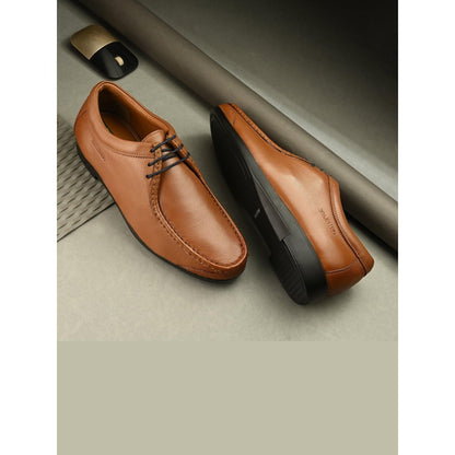 Valentino Men Premium Leather Cognac Casual Derby Shoes