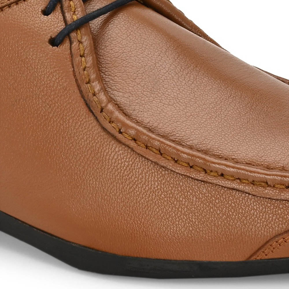 Valentino Men Premium Leather Cognac Casual Derby Shoes