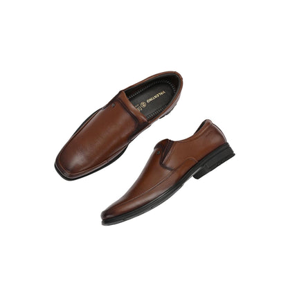 Valentino Men Premium Leather Mocca Slip-On Formal Loafer Shoes