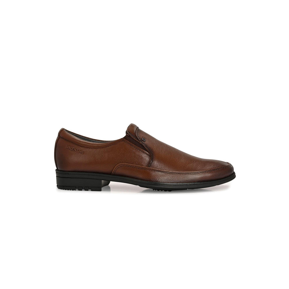 Valentino Men Premium Leather Mocca Slip-On Formal Loafer Shoes