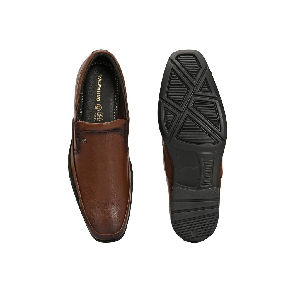 Valentino Men Premium Leather Mocca Slip-On Formal Loafer Shoes