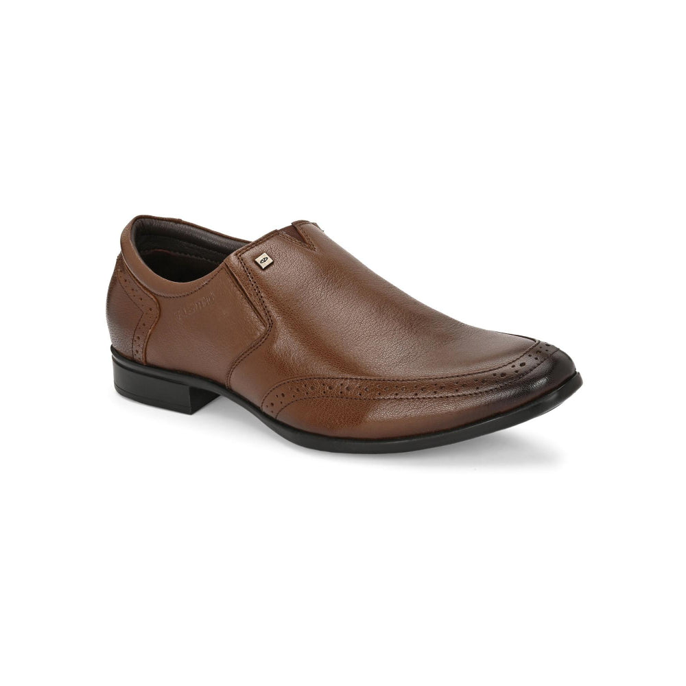 Valentino Men Premium Leather Mocca Slip-On Formal Loafer Shoes