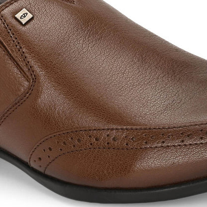 Valentino Men Premium Leather Mocca Slip-On Formal Loafer Shoes