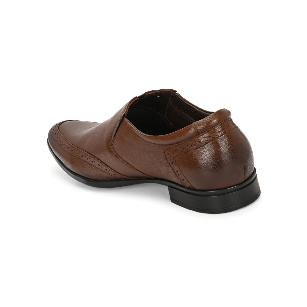 Valentino Men Premium Leather Mocca Slip-On Formal Loafer Shoes