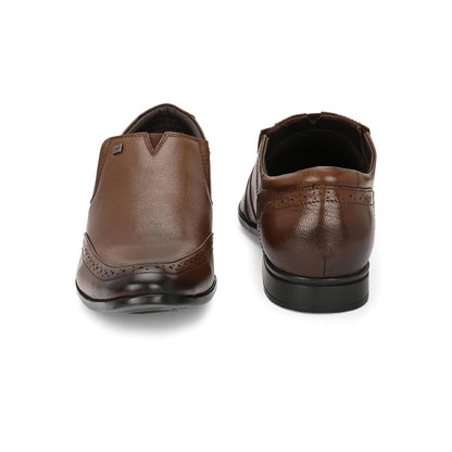 Valentino Men Premium Leather Mocca Slip-On Formal Loafer Shoes