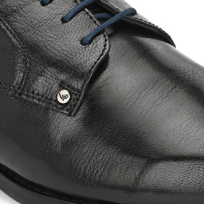 Valentino Men Premium Leather Black Lace-Up Formal Derby Shoes