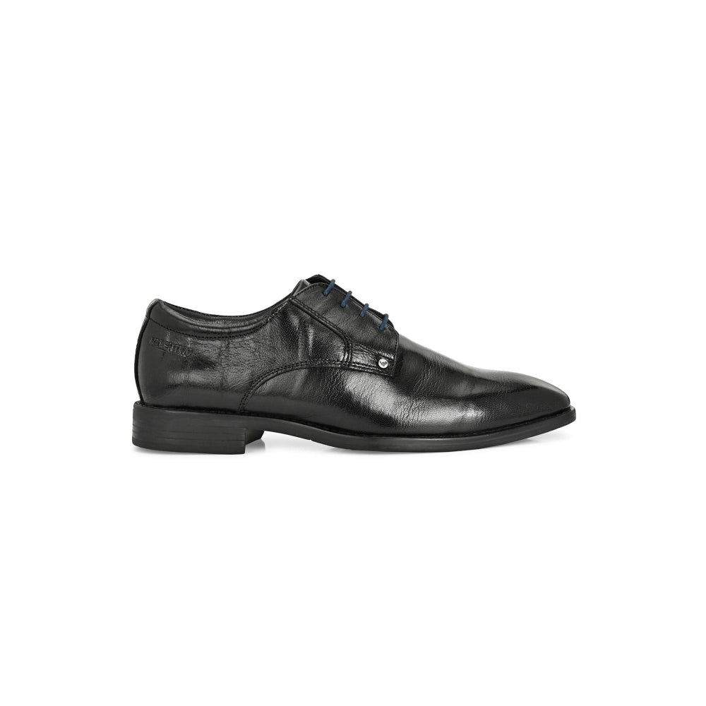 Valentino Men Premium Leather Black Lace-Up Formal Derby Shoes