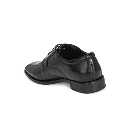 Valentino Men Premium Leather Black Lace-Up Formal Derby Shoes