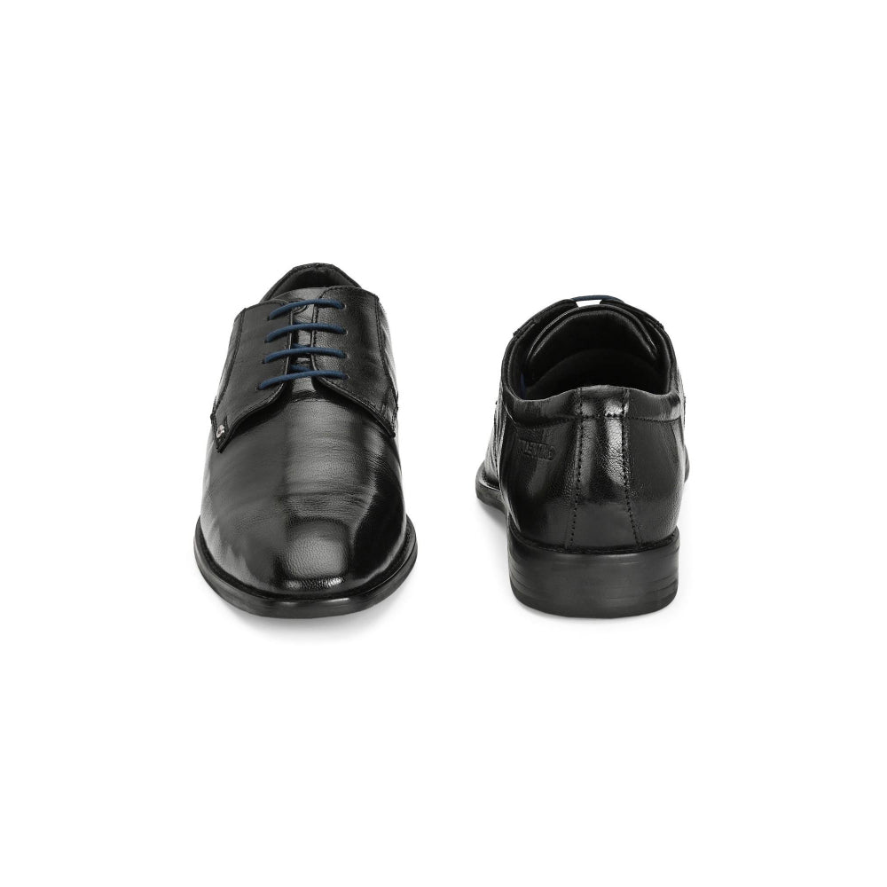 Valentino Men Premium Leather Black Lace-Up Formal Derby Shoes