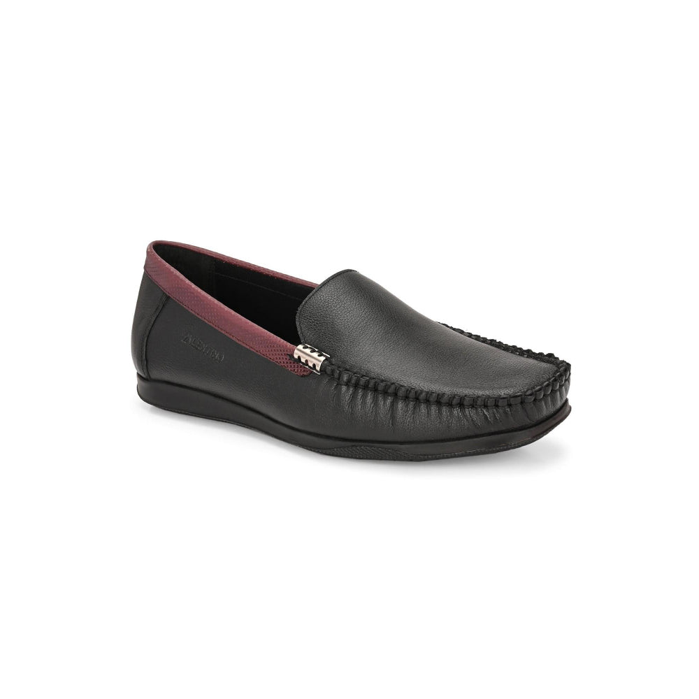 Valentino Men Premium Leather Black Slip On Loafer