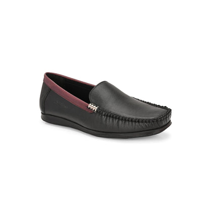 Valentino Men Premium Leather Black Slip On Loafer