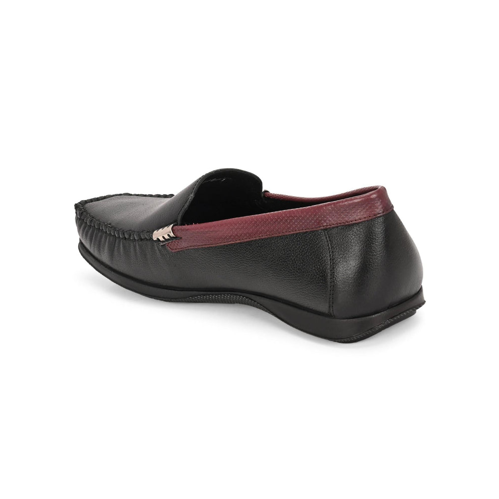 Valentino Men Premium Leather Black Slip On Loafer