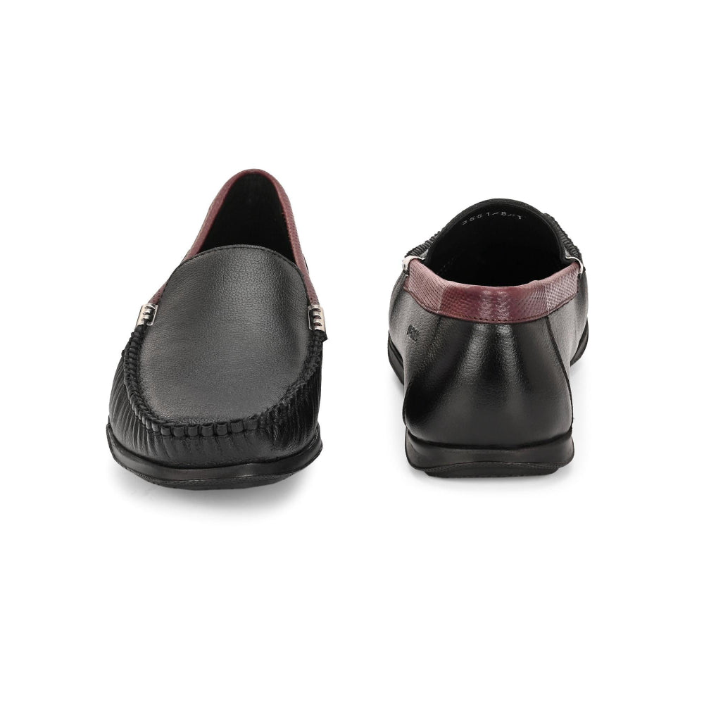 Valentino Men Premium Leather Black Slip On Loafer