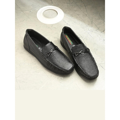 Valentino Men Premium Leather Black Slip On Loafer