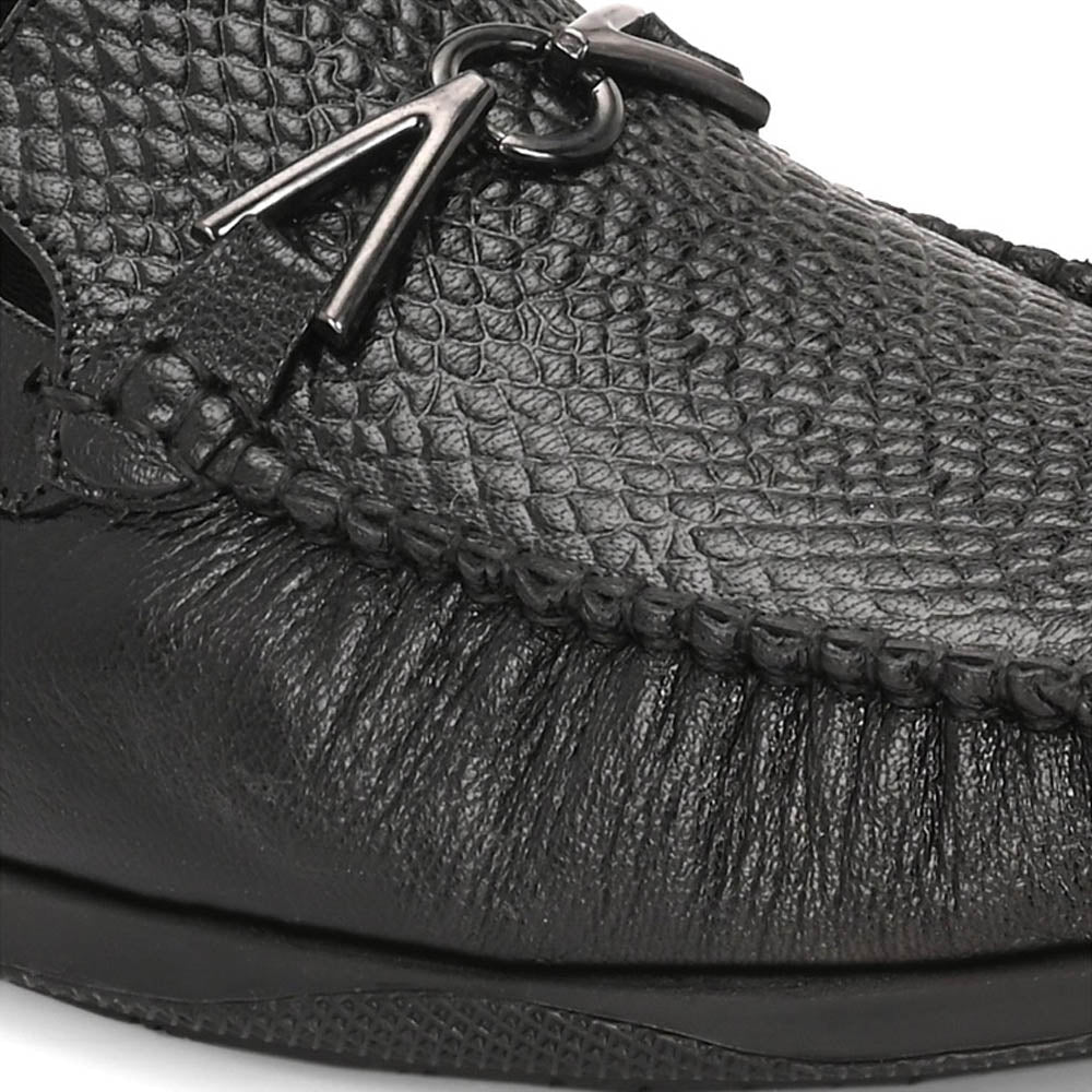 Valentino Men Premium Leather Black Slip On Loafer