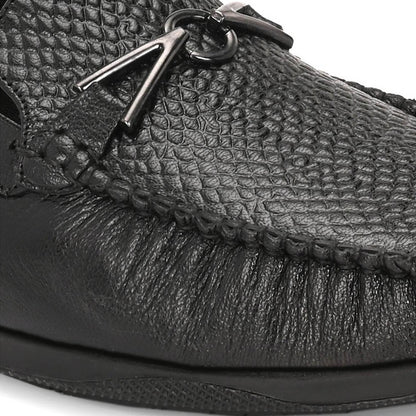 Valentino Men Premium Leather Black Slip On Loafer