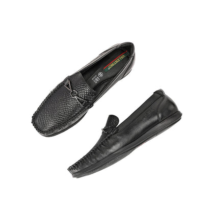 Valentino Men Premium Leather Black Slip On Loafer