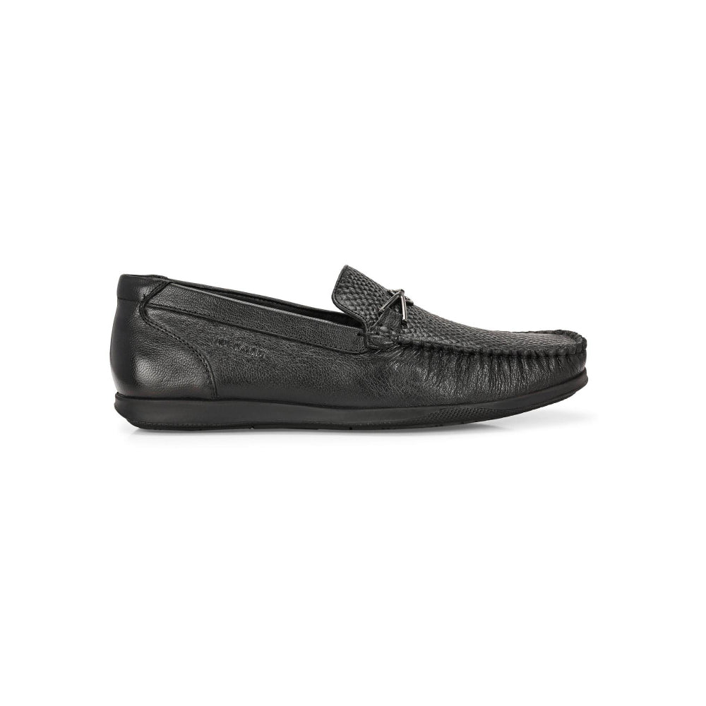 Valentino Men Premium Leather Black Slip On Loafer