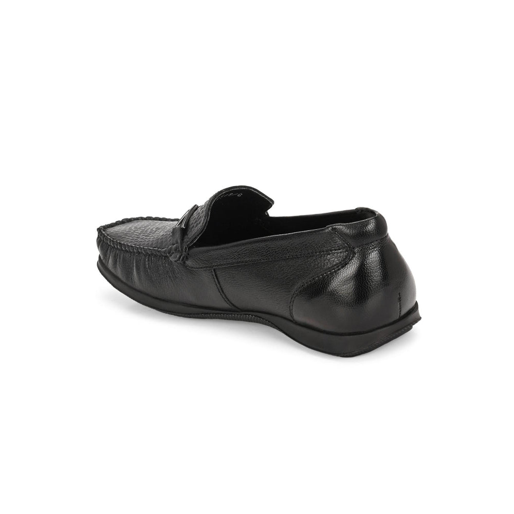 Valentino Men Premium Leather Black Slip On Loafer