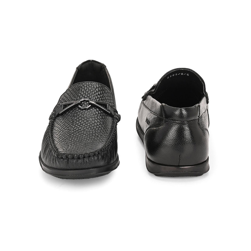 Valentino Men Premium Leather Black Slip On Loafer