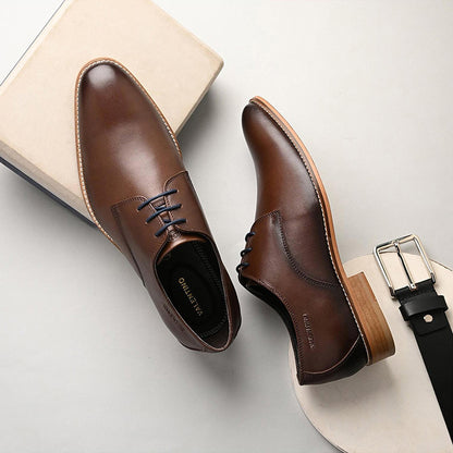 Valentino Men Premium Leather Brown Lace-Up Formal Derby Shoes