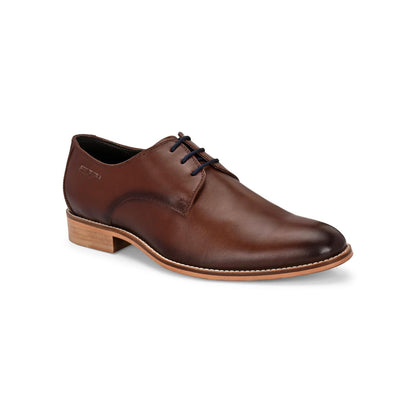 Valentino Men Premium Leather Brown Lace-Up Formal Derby Shoes