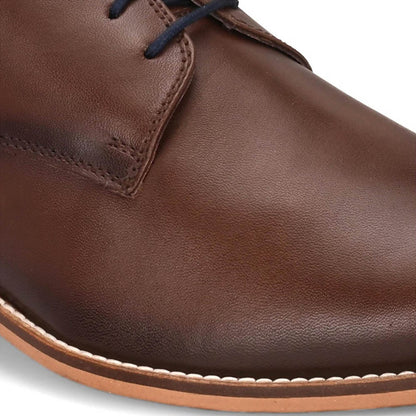 Valentino Men Premium Leather Brown Lace-Up Formal Derby Shoes