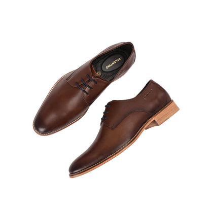 Valentino Men Premium Leather Brown Lace-Up Formal Derby Shoes