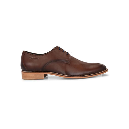Valentino Men Premium Leather Brown Lace-Up Formal Derby Shoes