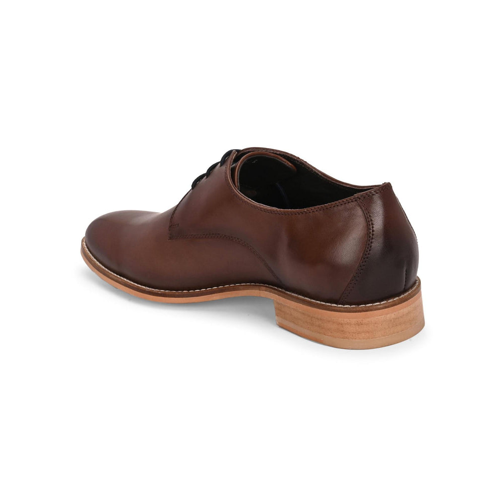 Valentino Men Premium Leather Brown Lace-Up Formal Derby Shoes